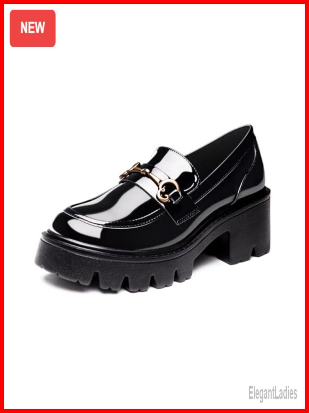 Black Platform Loafers for Women, Chunky Heel Dress Shoes for Work